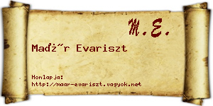 Maár Evariszt névjegykártya